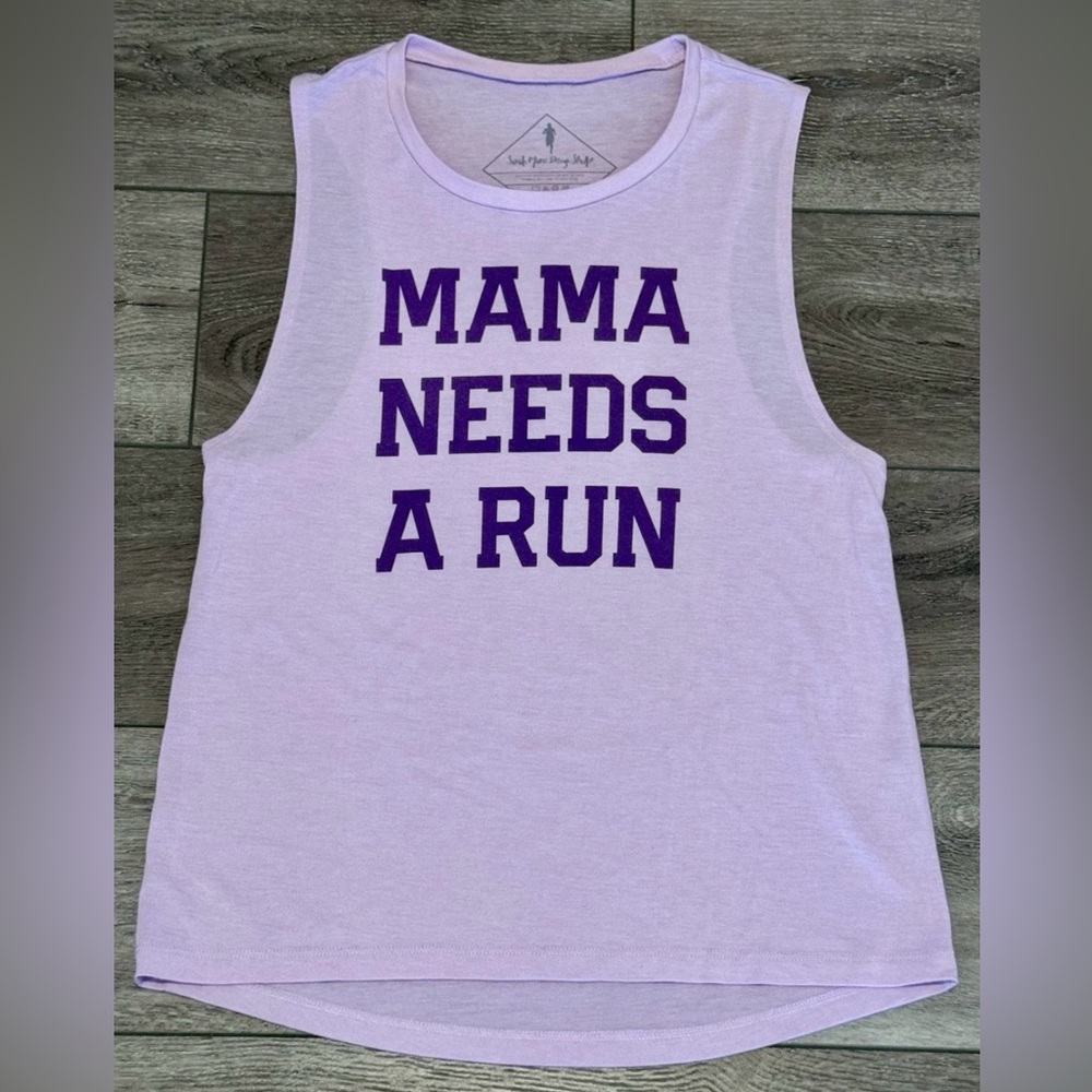Sarah Marie Design Women’s Running Tank Muscle-T LARGE Mama Needs A Run Purple